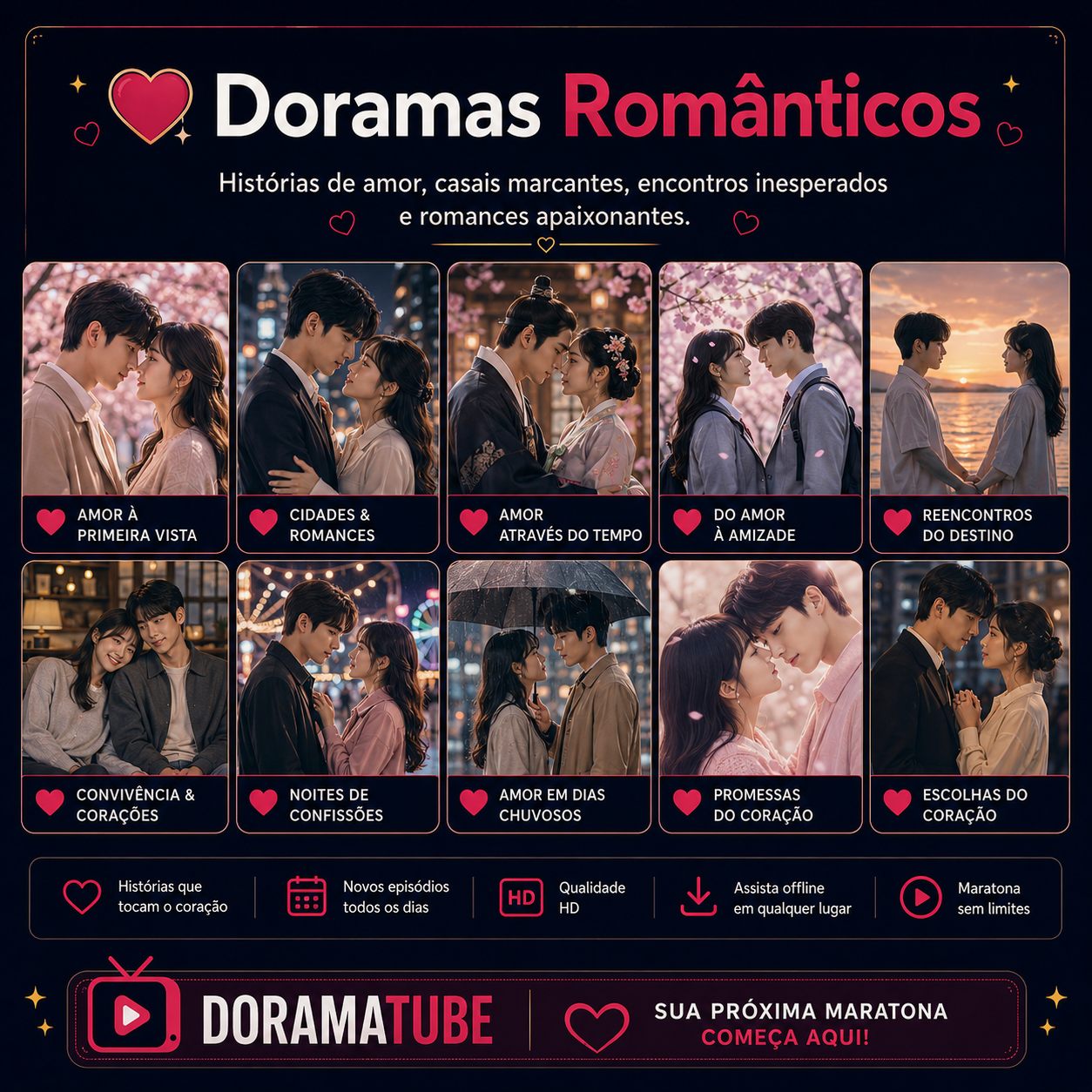 Mosaico de doramas românticos